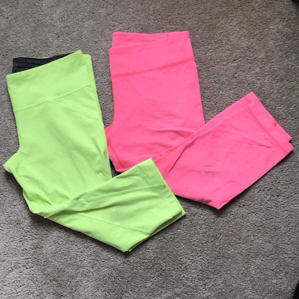 Under Armour neon colored cropped pants bundle